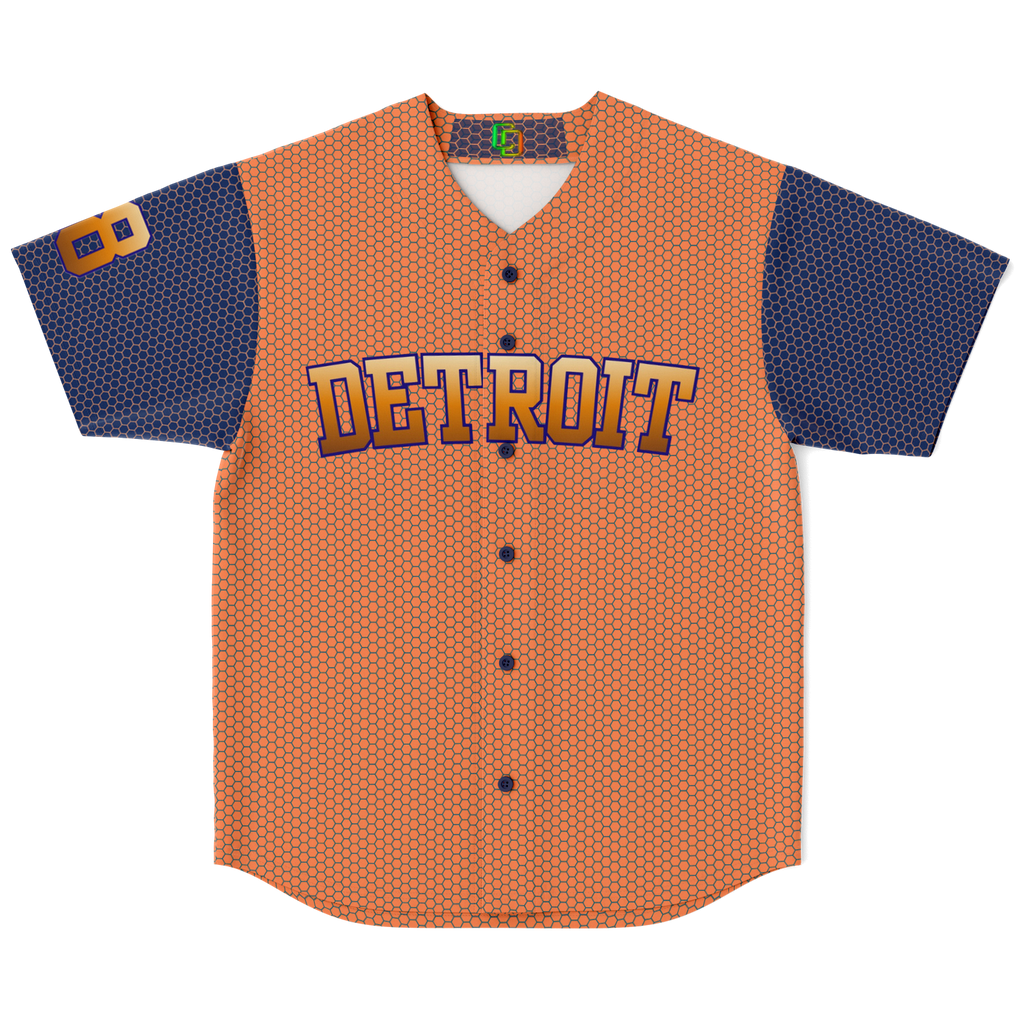Orange and Blue Honeycomb Detroit Baseball Jersey