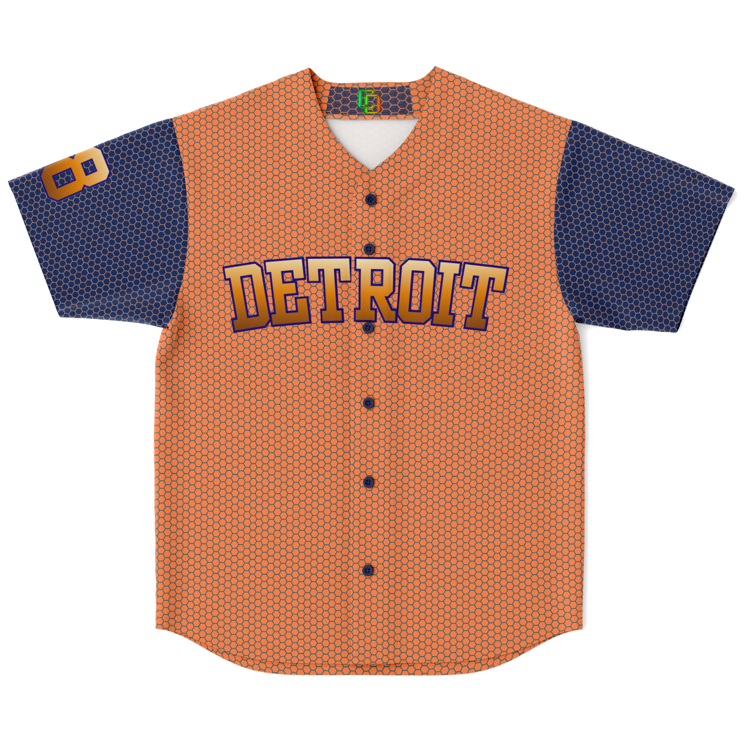 Orange and Blue Honeycomb Detroit Baseball Jersey