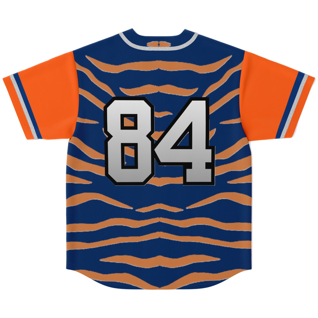 Blue and Orange Tiger Stripe Detroit Baseball Jersey