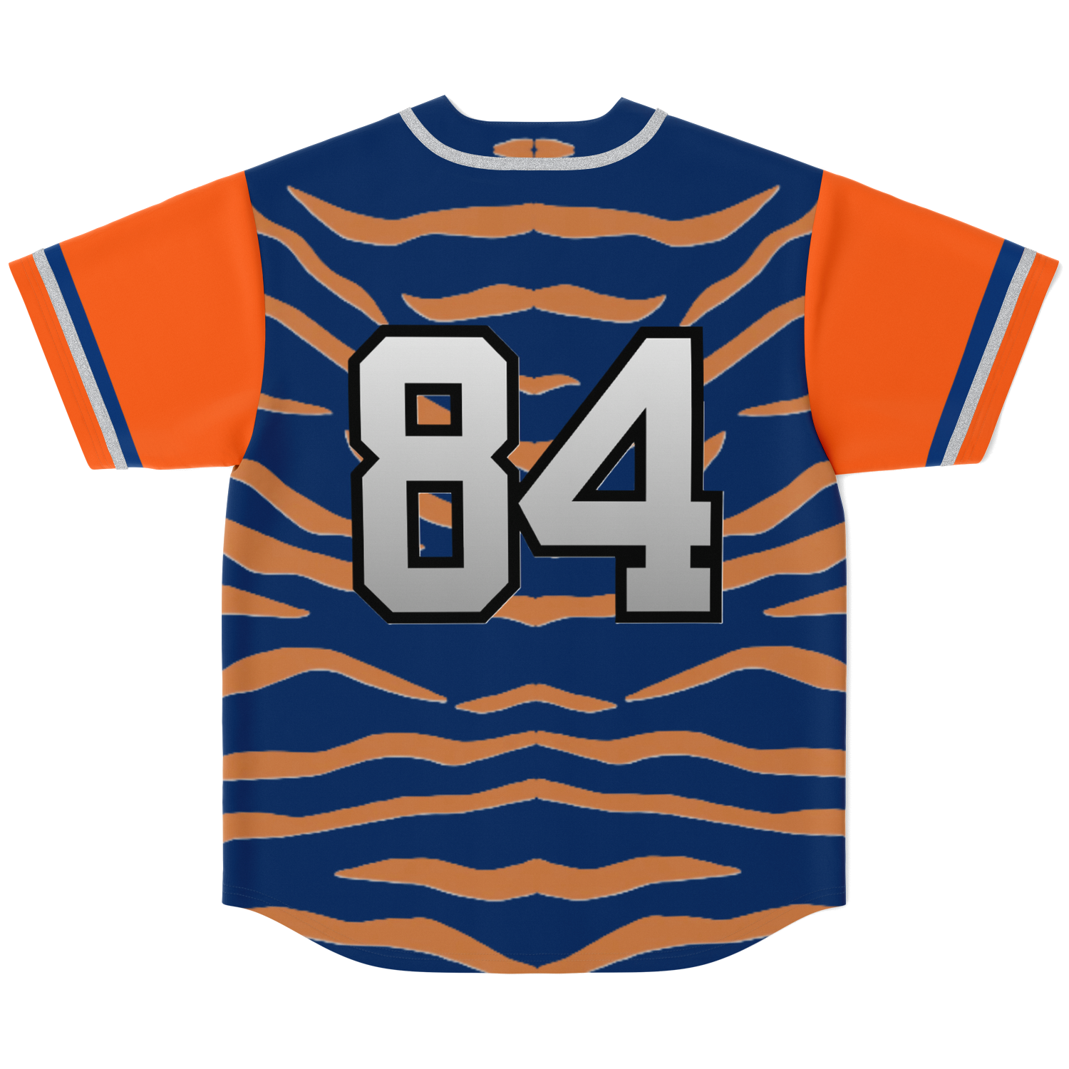 Blue and Orange Tiger Stripe Detroit Baseball Jersey