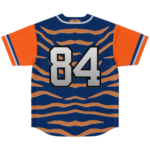Blue and Orange Tiger Stripe Detroit Baseball Jersey