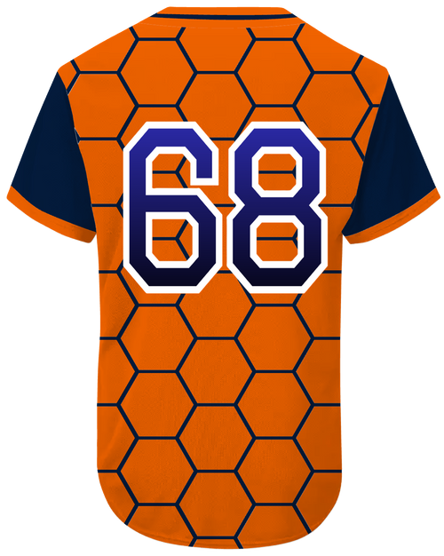 Orange with Navy Blue Honeycomb - Detroit Baseball Jersey