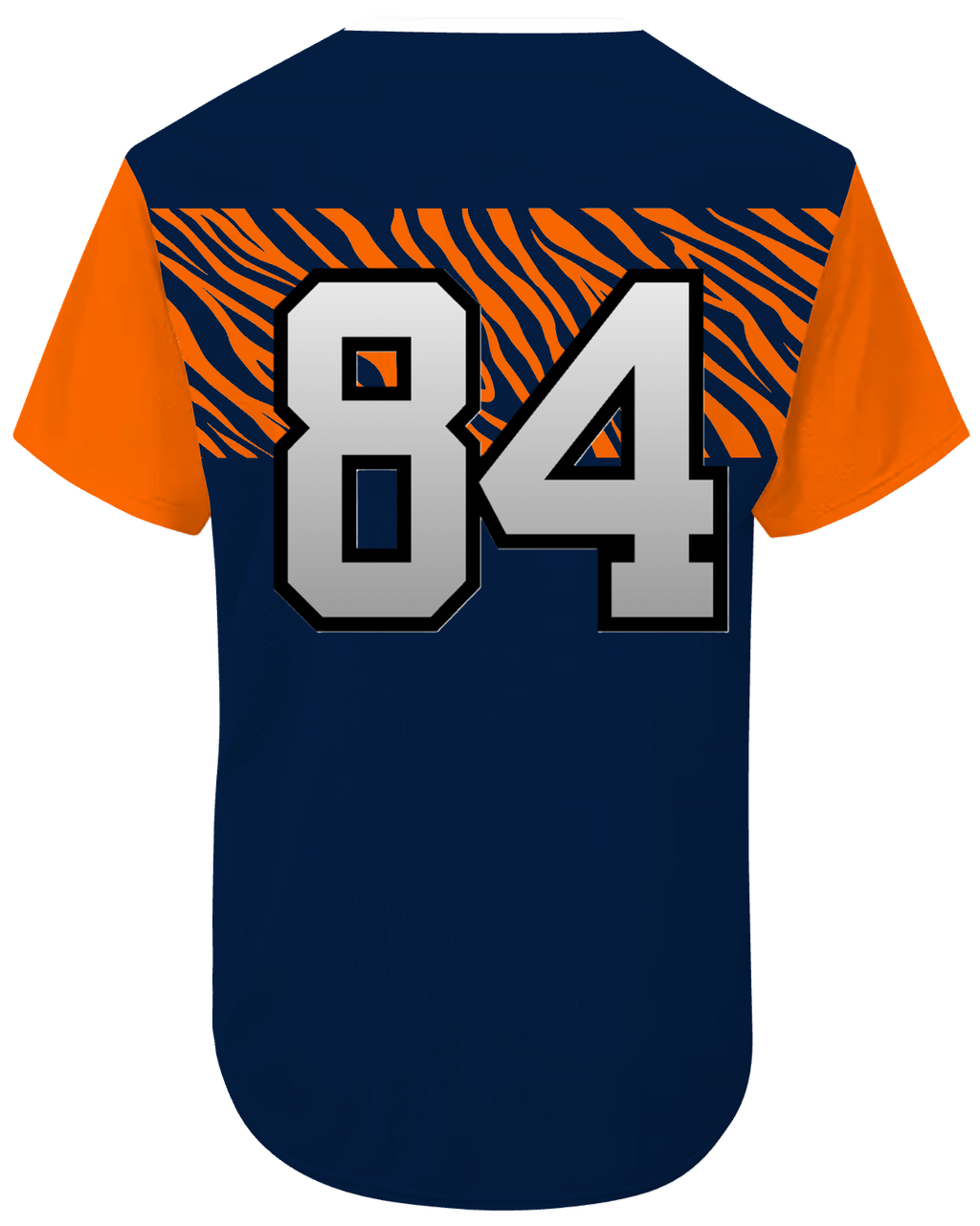 Navy Blue with Orange Tiger Stripes - Detroit Baseball Jersey