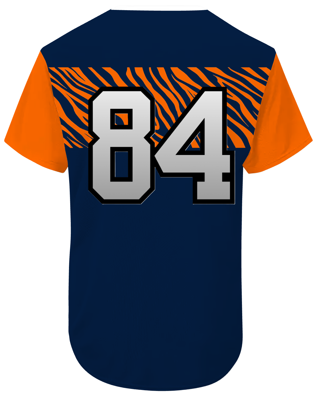 Navy Blue with Orange Tiger Stripes - Detroit Baseball Jersey