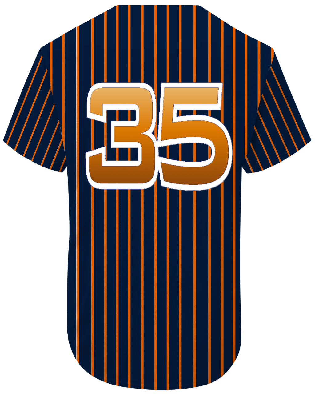 Navy Blue with Orange Stripes - Detroit Baseball Jersey