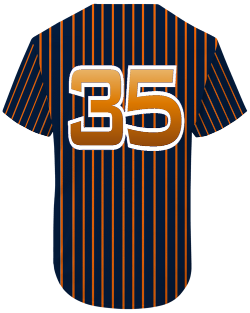 Navy Blue with Orange Stripes - Detroit Baseball Jersey