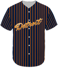 Navy Blue with Orange Stripes - Detroit Baseball Jersey