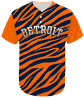 Navy Blue with Orange Tiger Stripes - Detroit Baseball Jersey