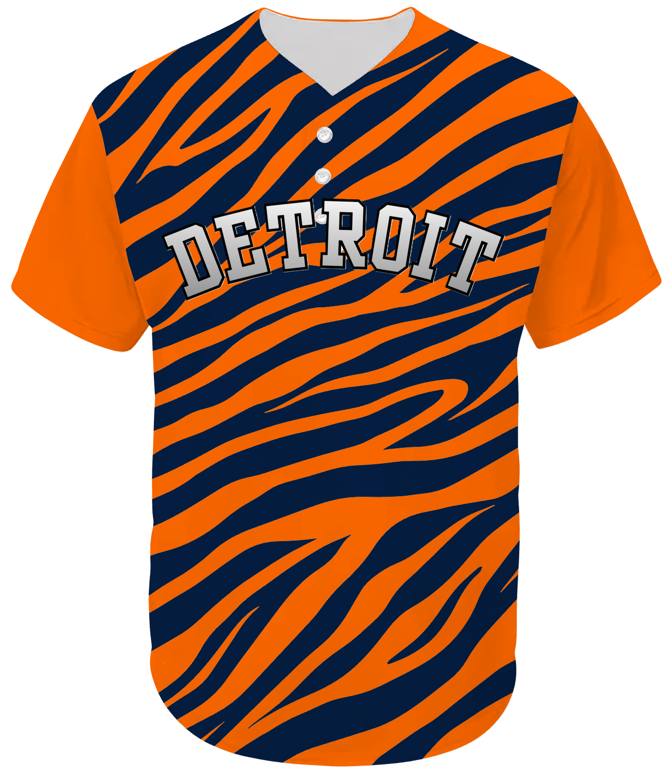 Navy Blue with Orange Tiger Stripes - Detroit Baseball Jersey