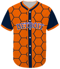 Orange with Navy Blue Honeycomb - Detroit Baseball Jersey