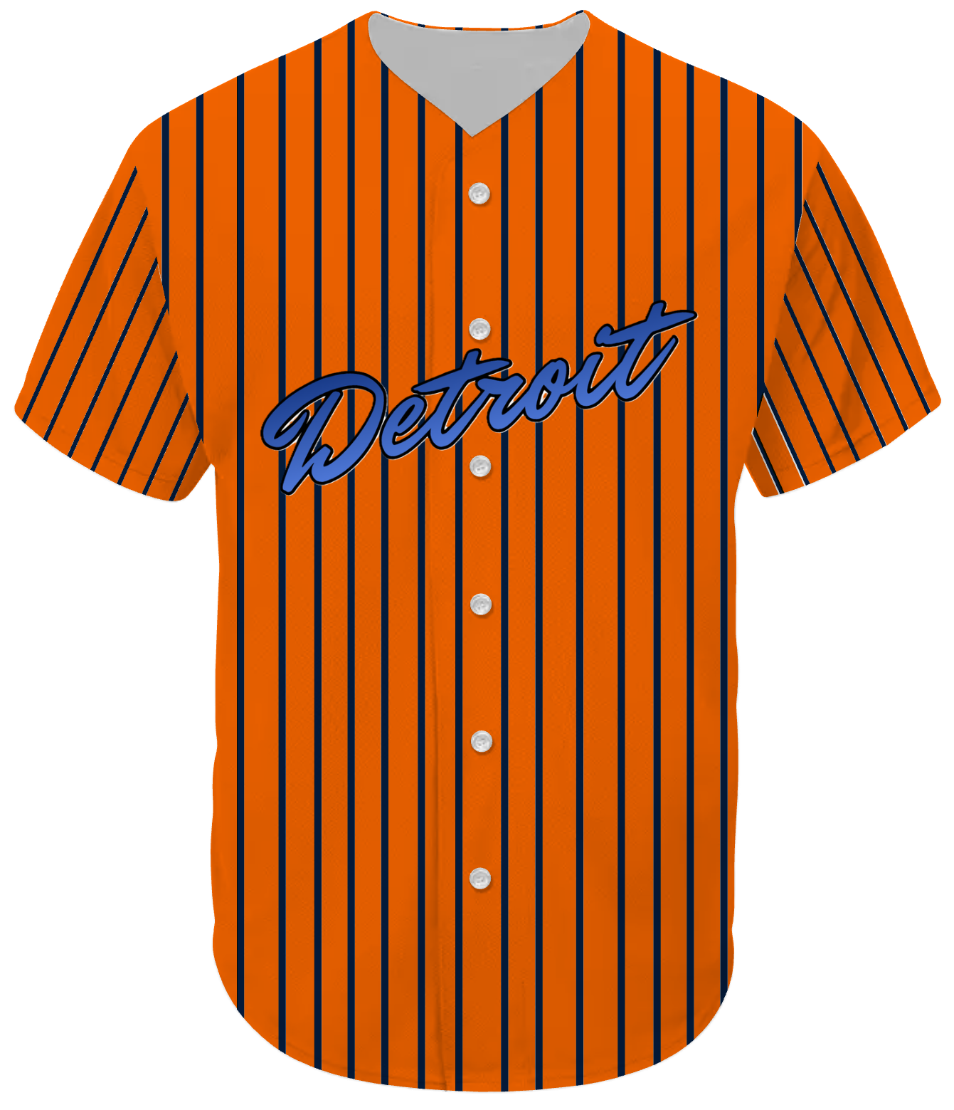 Orange with Navy Blue Stripes - Detroit Baseball Jersey