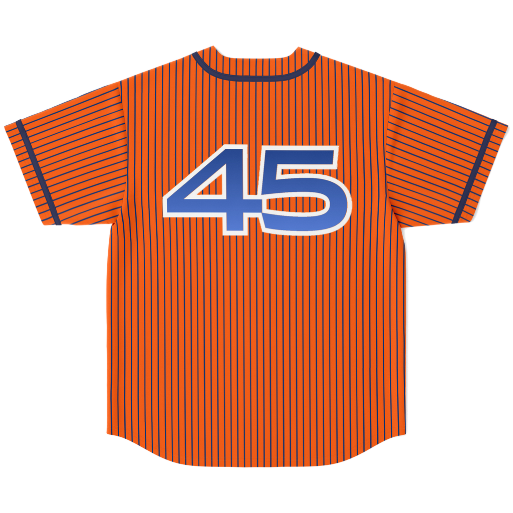 Orange and Blue Pinstripe Detroit Baseball Jersey