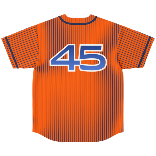 Orange and Blue Pinstripe Detroit Baseball Jersey