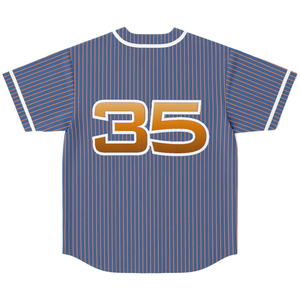 Blue and Orange Pinstripe Detroit Baseball Jersey