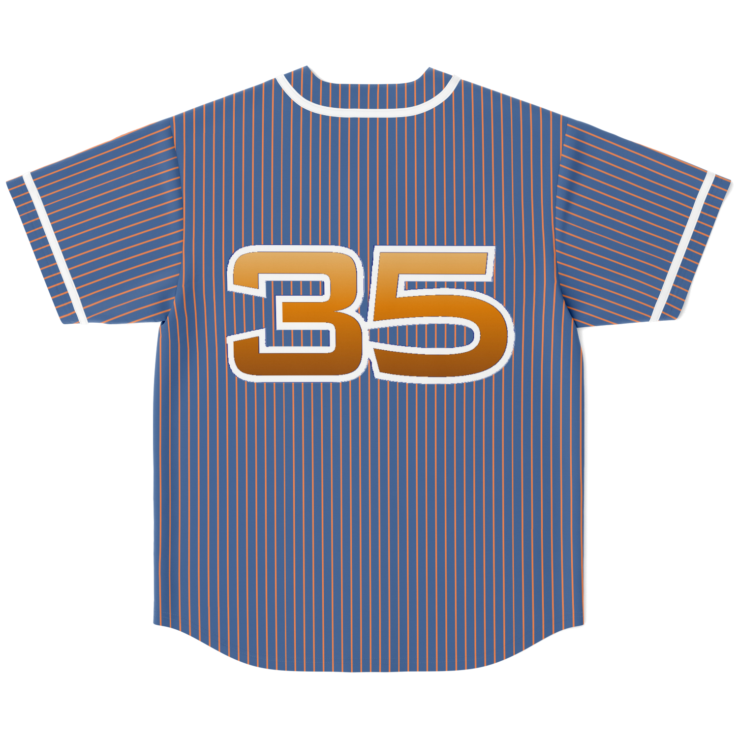 Blue and Orange Pinstripe Detroit Baseball Jersey