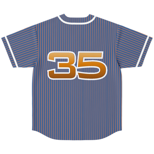 Blue and Orange Pinstripe Detroit Baseball Jersey